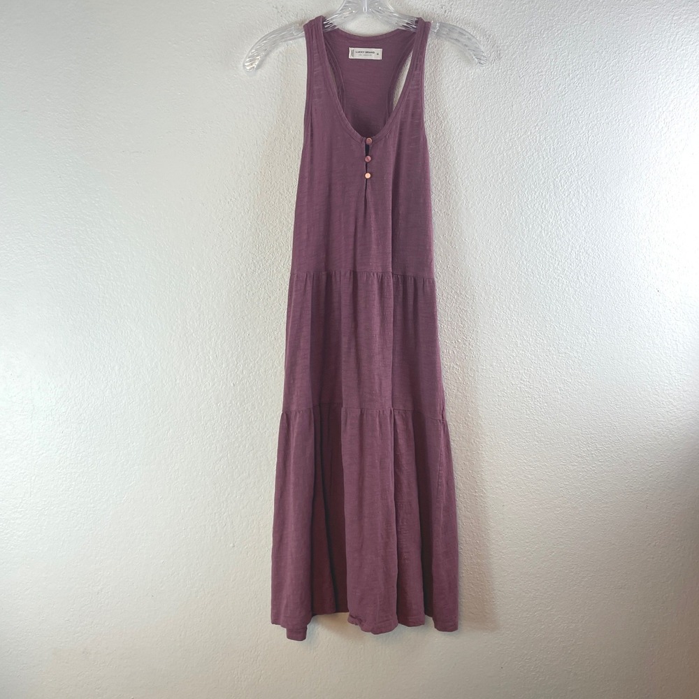 Lucky Brand Tiered Racerback Mini Dress XS Mauve Boho Cottagecore‎ Summer Casual